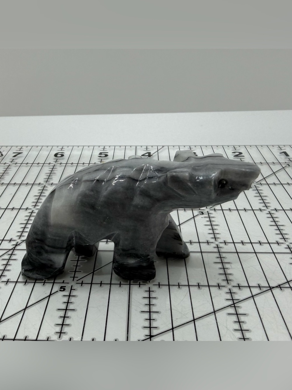 Gray Marble Stone Bear Figurine